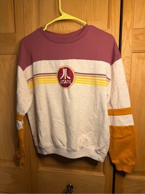 Atari Women's Colorblock Crewneck Sweatshirt - Maroon, Cream & Mustard